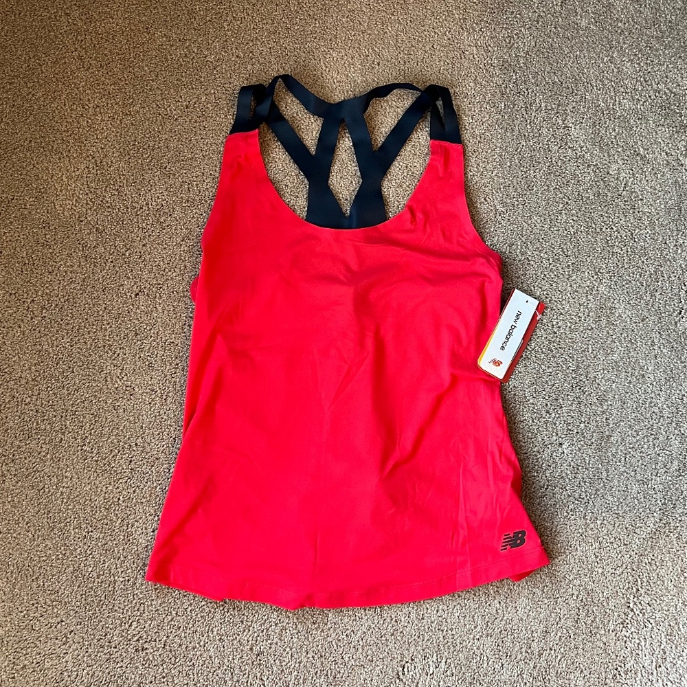 NWT New Balance Exercise Tank Red Navy Size S